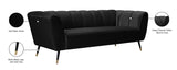Beaumont Velvet Sofa - Luxurious Black Upholstery with Gold-Tipped Legs & Deep Tufted Comfort Design