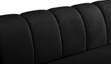 Beaumont Velvet Sofa - Luxurious Black Upholstery with Gold-Tipped Legs & Deep Tufted Comfort Design