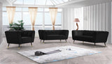 Beaumont Velvet Sofa - Luxurious Black Upholstery with Gold-Tipped Legs & Deep Tufted Comfort Design