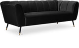 Beaumont Velvet Sofa - Luxurious Black Upholstery with Gold-Tipped Legs & Deep Tufted Comfort Design