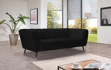 Beaumont Velvet Sofa - Luxurious Black Upholstery with Gold-Tipped Legs & Deep Tufted Comfort Design