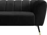 Beaumont Velvet Sofa - Luxurious Black Upholstery with Gold-Tipped Legs & Deep Tufted Comfort Design