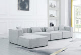 Cube Modular Sectional Sofa - Elegant Cream Linen Fabric with Customizable Configurations & Style