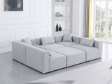 Cube Modular Sectional Sofa - Elegant Cream Linen Fabric with Customizable Configurations & Style