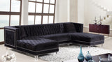 Moda Luxurious Contemporary 3-Piece Sectional Sofa with Double Chaise and Acrylic Lucite Legs