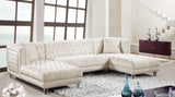 Moda Luxurious Contemporary 3-Piece Sectional Sofa with Double Chaise and Acrylic Lucite Legs