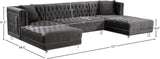 Moda Luxurious Contemporary 3-Piece Sectional Sofa with Double Chaise and Acrylic Lucite Legs