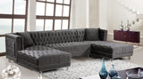 Moda Luxurious Contemporary 3-Piece Sectional Sofa with Double Chaise and Acrylic Lucite Legs