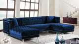 Moda Luxurious Contemporary 3-Piece Sectional Sofa with Double Chaise and Acrylic Lucite Legs