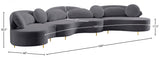 Vivacious Velvet Sectional Sofa Set with Gold & Chrome Legs, Pillows Included for Ultimate Comfort