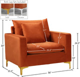 Naomi Velvet Chair – Luxurious Contemporary Design with Customizable Legs and Cozy Pillows Included