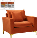 Naomi Velvet Chair – Luxurious Contemporary Design with Customizable Legs and Cozy Pillows Included