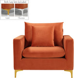 Naomi Velvet Chair – Luxurious Contemporary Design with Customizable Legs and Cozy Pillows Included
