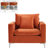 Naomi Velvet Chair – Luxurious Contemporary Design with Customizable Legs and Cozy Pillows Included