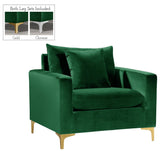 Naomi Velvet Chair – Luxurious Contemporary Design with Customizable Legs and Cozy Pillows Included