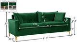 Naomi Velvet Sofa - Luxurious Comfort with Customizable Legs & Cozy Pillows for Stylish Living Rooms