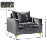 Naomi Velvet Chair – Luxurious Contemporary Design with Customizable Legs and Cozy Pillows Included