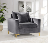 Naomi Velvet Chair – Luxurious Contemporary Design with Customizable Legs and Cozy Pillows Included
