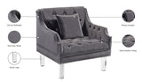 Roxy Contemporary Chair: Elegant Velvet Seating with Deep Button Tufting and Chic Acrylic Legs