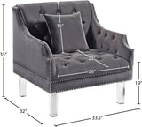 Roxy Contemporary Chair: Elegant Velvet Seating with Deep Button Tufting and Chic Acrylic Legs