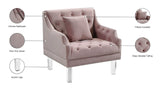 Roxy Contemporary Chair: Elegant Velvet Seating with Deep Button Tufting and Chic Acrylic Legs
