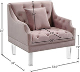 Roxy Contemporary Chair: Elegant Velvet Seating with Deep Button Tufting and Chic Acrylic Legs