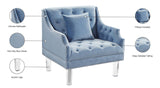 Roxy Contemporary Chair: Elegant Velvet Seating with Deep Button Tufting and Chic Acrylic Legs