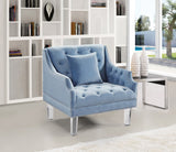 Roxy Contemporary Chair: Elegant Velvet Seating with Deep Button Tufting and Chic Acrylic Legs
