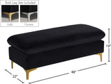 Naomi Velvet Ottoman – Elegant Contemporary Design with Gold & Chrome Legs for Stylish Home Decor