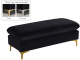 Naomi Velvet Ottoman – Elegant Contemporary Design with Gold & Chrome Legs for Stylish Home Decor