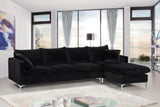 Naomi Velvet Sectional Sofa Set with Reversible Chaise and Customizable Gold & Chrome Legs