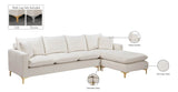 Naomi Velvet Sectional Sofa Set with Reversible Chaise and Customizable Gold & Chrome Legs