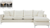 Naomi Velvet Sectional Sofa Set with Reversible Chaise and Customizable Gold & Chrome Legs