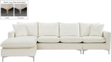 Naomi Velvet Sectional Sofa Set with Reversible Chaise and Customizable Gold & Chrome Legs