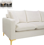 Naomi Velvet Sectional Sofa Set with Reversible Chaise and Customizable Gold & Chrome Legs