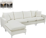 Naomi Velvet Sectional Sofa Set with Reversible Chaise and Customizable Gold & Chrome Legs