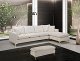 Naomi Velvet Sectional Sofa Set with Reversible Chaise and Customizable Gold & Chrome Legs
