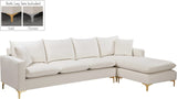 Naomi Velvet Sectional Sofa Set with Reversible Chaise and Customizable Gold & Chrome Legs