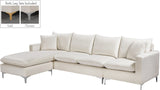 Naomi Velvet Sectional Sofa Set with Reversible Chaise and Customizable Gold & Chrome Legs