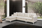 Naomi Velvet Sectional Sofa Set with Reversible Chaise and Customizable Gold & Chrome Legs