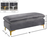 Naomi Velvet Ottoman – Elegant Contemporary Design with Gold & Chrome Legs for Stylish Home Decor