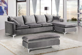 Naomi Velvet Sectional Sofa Set with Reversible Chaise and Customizable Gold & Chrome Legs