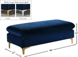 Naomi Velvet Ottoman – Elegant Contemporary Design with Gold & Chrome Legs for Stylish Home Decor