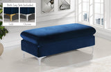 Naomi Velvet Ottoman – Elegant Contemporary Design with Gold & Chrome Legs for Stylish Home Decor