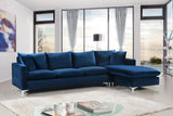Naomi Velvet Sectional Sofa Set with Reversible Chaise and Customizable Gold & Chrome Legs