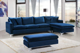 Naomi Velvet Sectional Sofa Set with Reversible Chaise and Customizable Gold & Chrome Legs