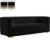 Ravish Velvet Sofa - Elegant Contemporary Design with Deep Channel Tufting & Stylish Metal Legs