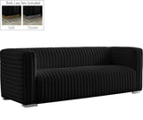 Ravish Velvet Sofa - Elegant Contemporary Design with Deep Channel Tufting & Stylish Metal Legs