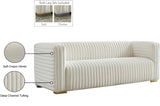 Ravish Velvet Sofa - Elegant Contemporary Design with Deep Channel Tufting & Stylish Metal Legs