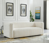 Ravish Velvet Sofa - Elegant Contemporary Design with Deep Channel Tufting & Stylish Metal Legs